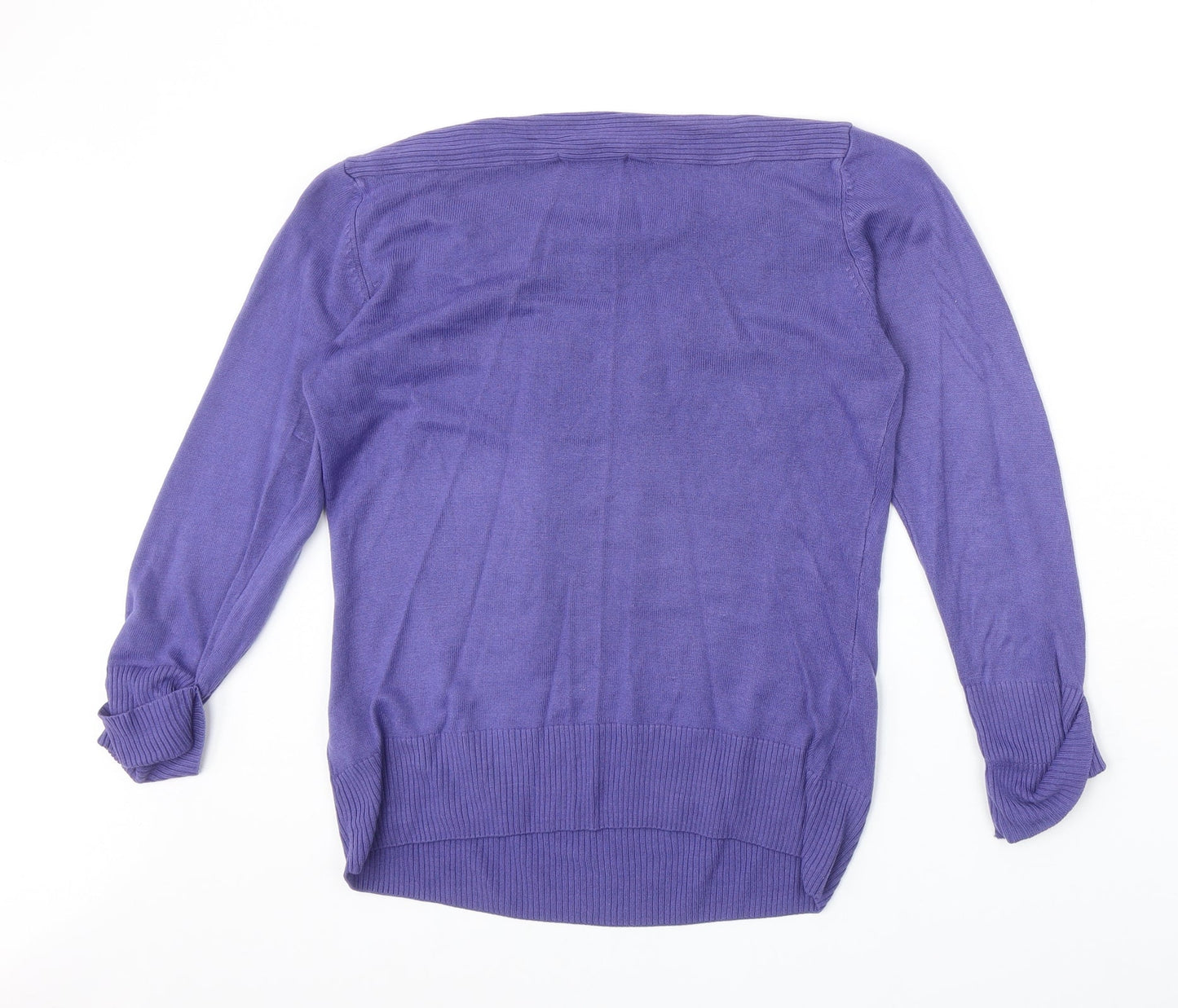 Marks and Spencer Womens Purple Boat Neck Acrylic Pullover Jumper Size 10