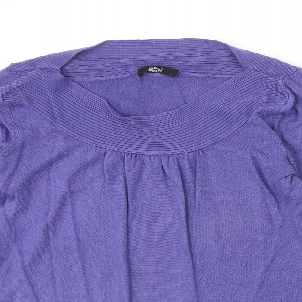 Marks and Spencer Womens Purple Boat Neck Acrylic Pullover Jumper Size 10