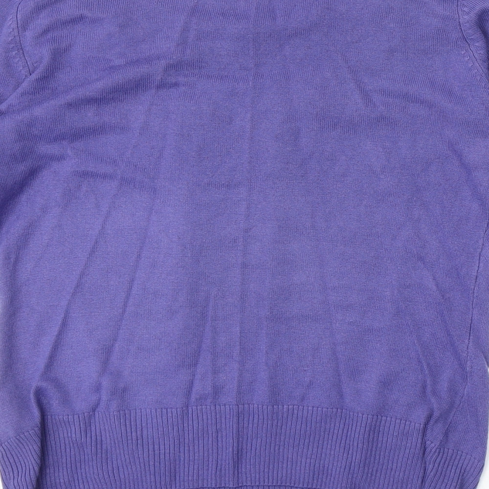 Marks and Spencer Womens Purple Boat Neck Acrylic Pullover Jumper Size 10