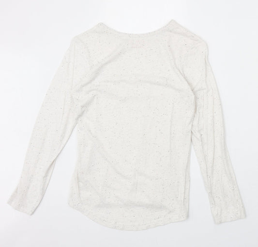 YD Girls Ivory Cotton Basic T-Shirt Size 11-12 Years Round Neck Pullover