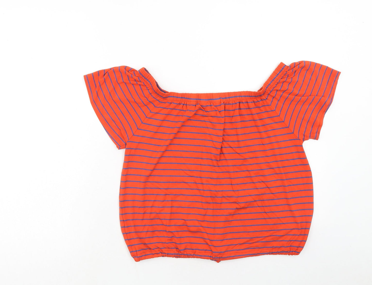 NEXT Womens Orange Striped Viscose Basic T-Shirt Size 10 Boat Neck