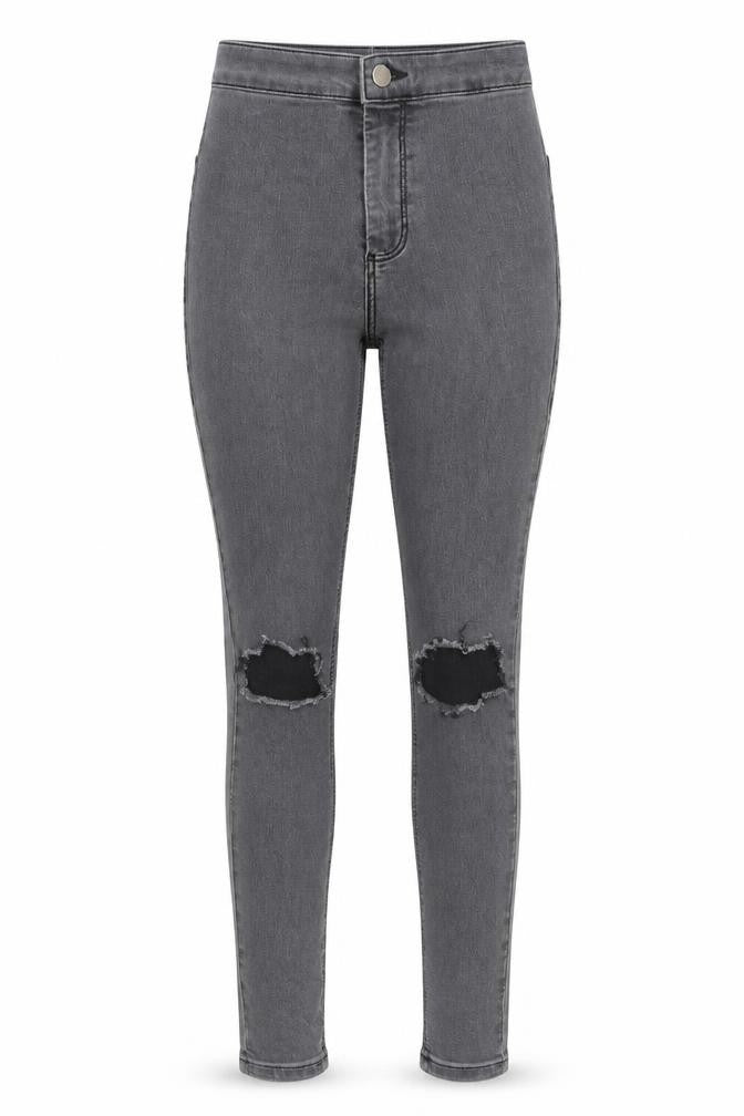 Topshop Womens Grey Cotton Jegging Jeans Size 24 in L32 in Regular Zip
