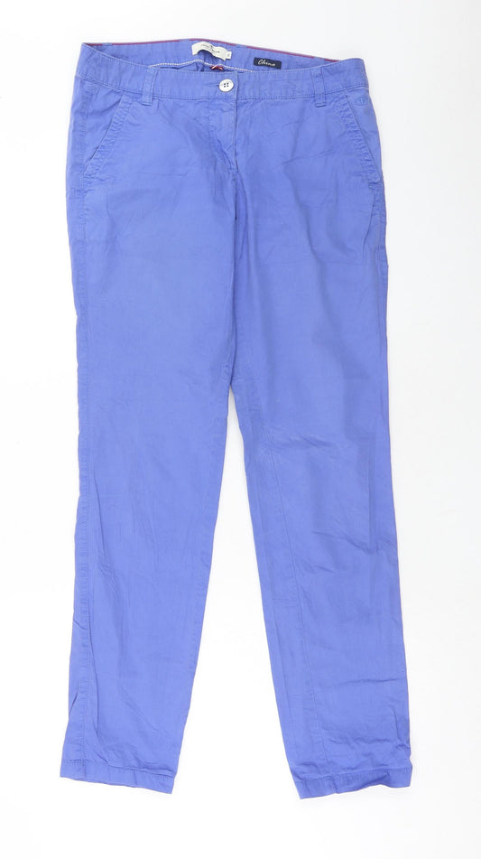 TOM TAILOR Womens Purple Cotton Chino Trousers Size 8 Regular Zip
