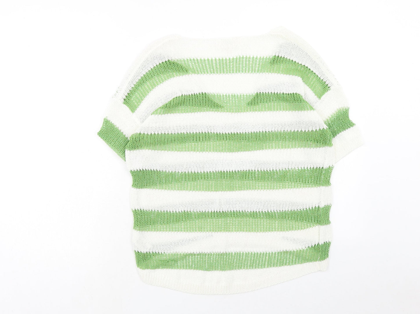 NEXT Womens Green V-Neck Striped Acrylic Pullover Jumper Size 14