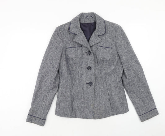 Preworn Womens Blue Check Wool Jacket Blazer Size 12