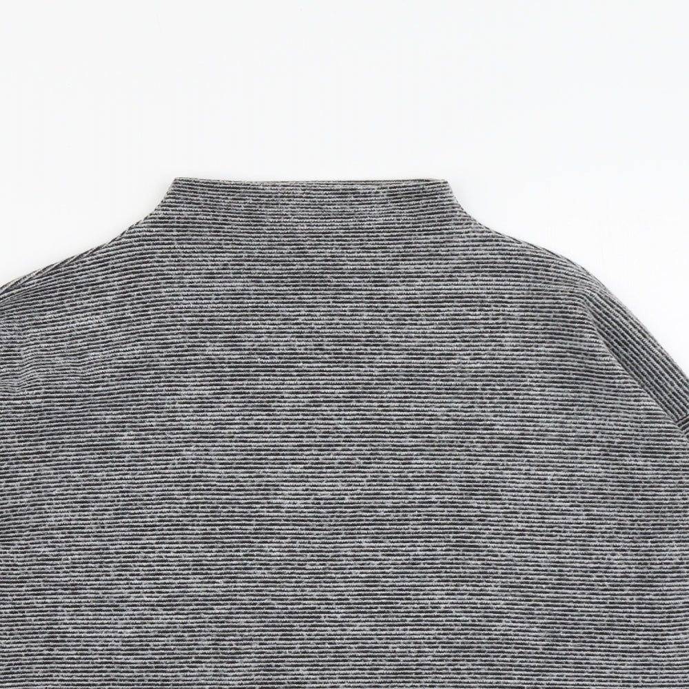 New Look Womens Grey High Neck Striped Polyester Pullover Jumper Size S