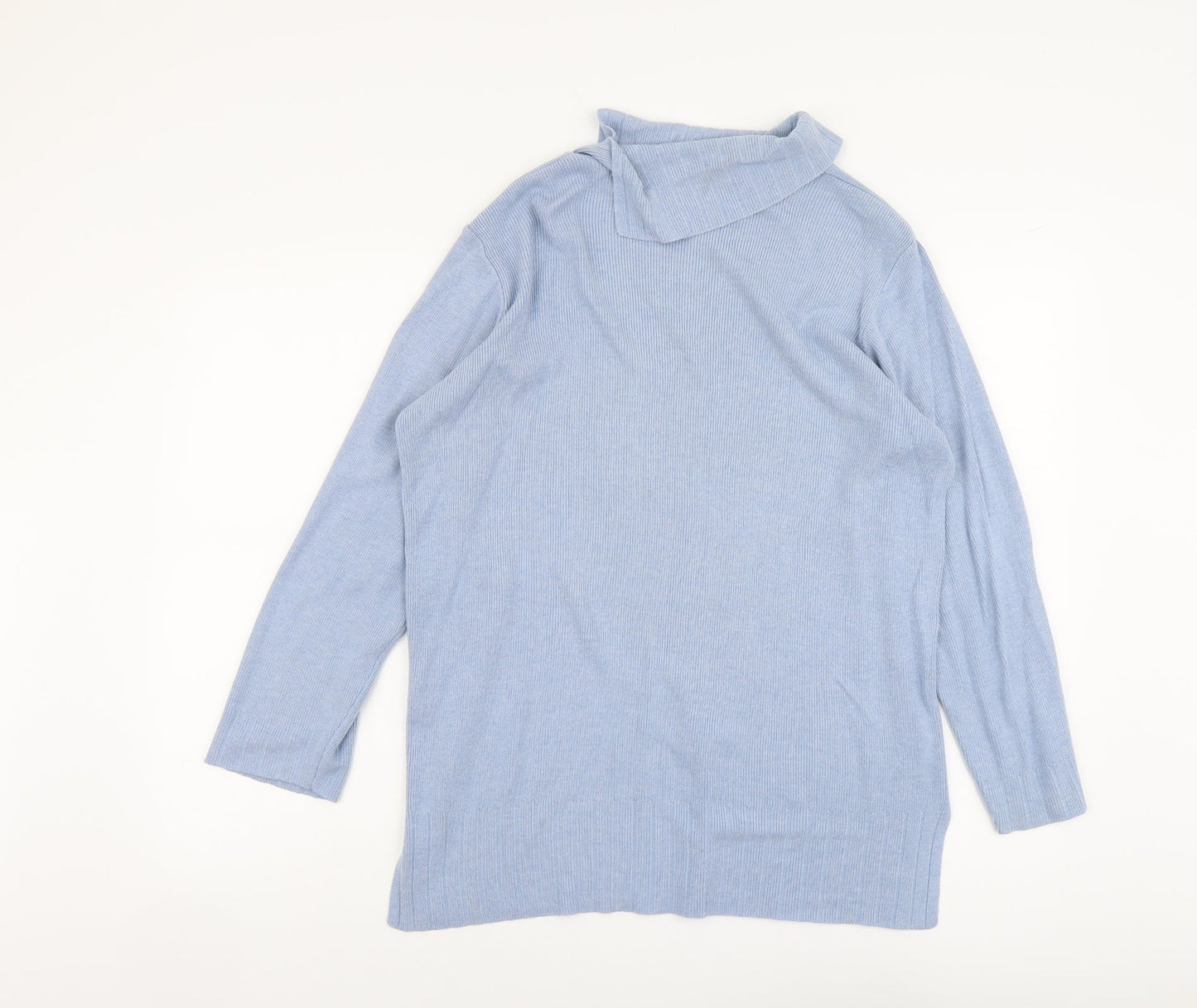 Marks and Spencer Womens Blue Roll Neck Modal Pullover Jumper Size 12