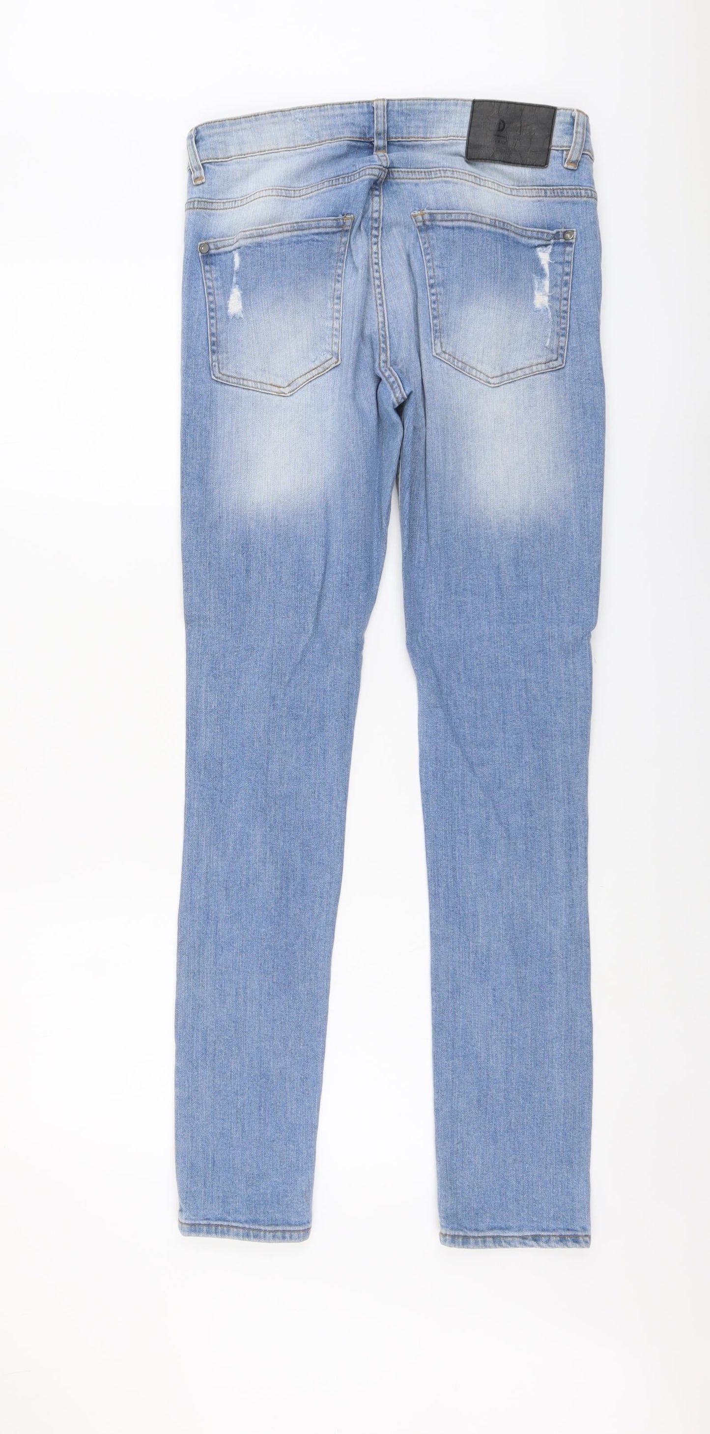 H&M Womens Blue Cotton Skinny Jeans Size 4 L31 in Regular Button
