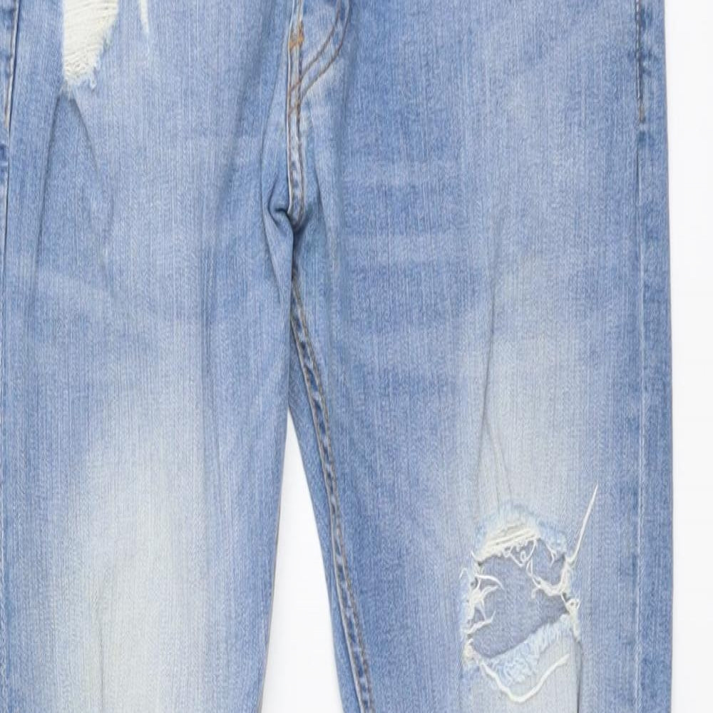 H&M Womens Blue Cotton Skinny Jeans Size 4 L31 in Regular Button