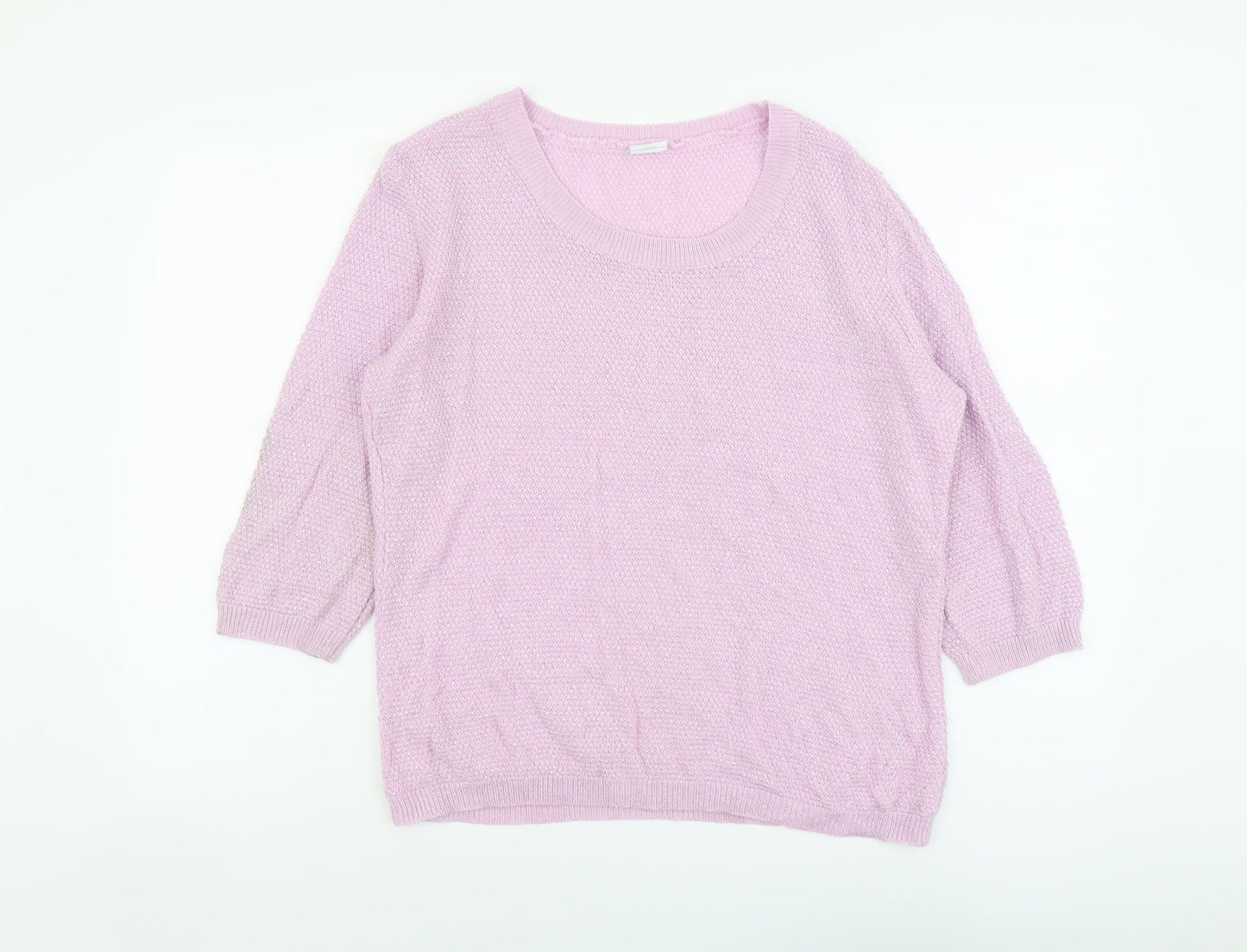Preworn Womens Purple Scoop Neck Polyester Pullover Jumper Size 16