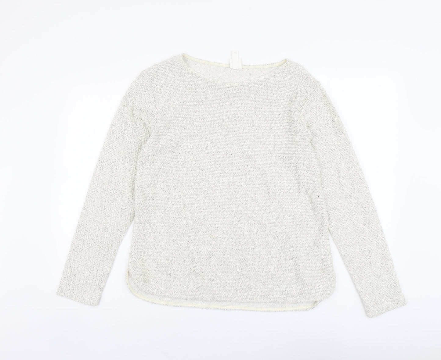 H&M Womens Beige Boat Neck Acrylic Pullover Jumper Size S