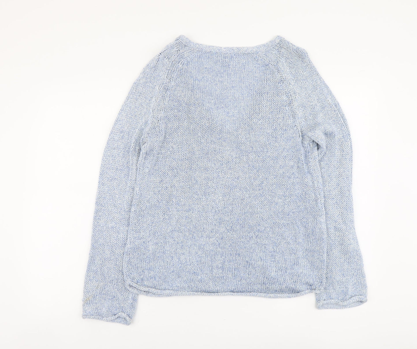 H&M Womens Blue V-Neck Acrylic Pullover Jumper Size S