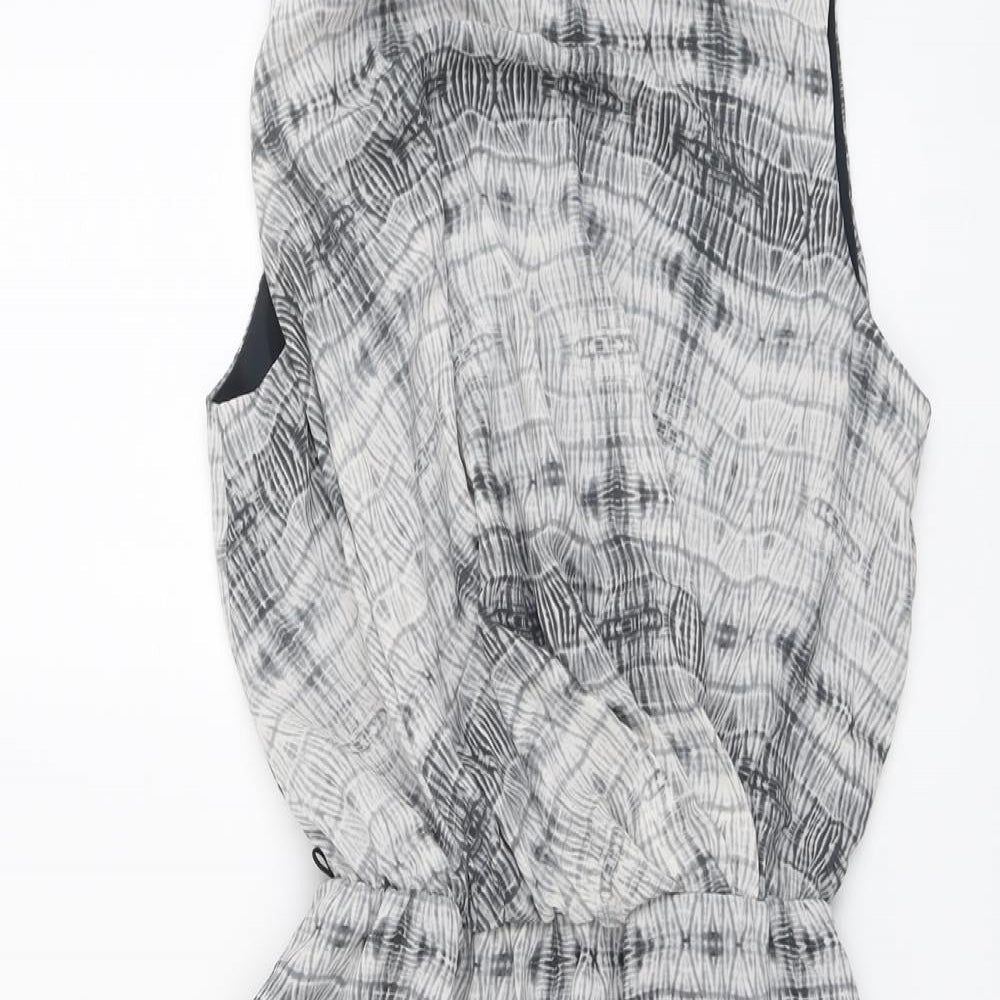 Mango Womens Grey Geometric Polyester Fit & Flare Size XS Round Neck Pullover