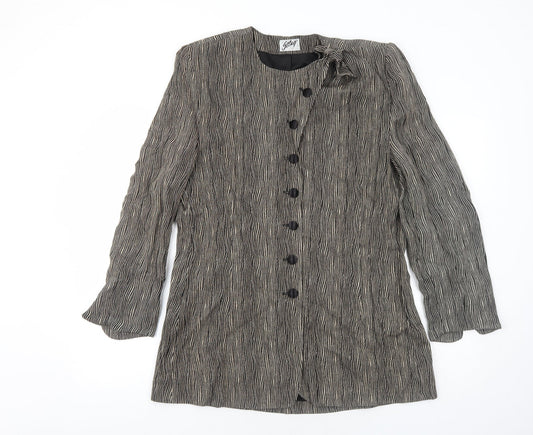 Sting Womens Black Geometric Jacket Blazer Size M Button