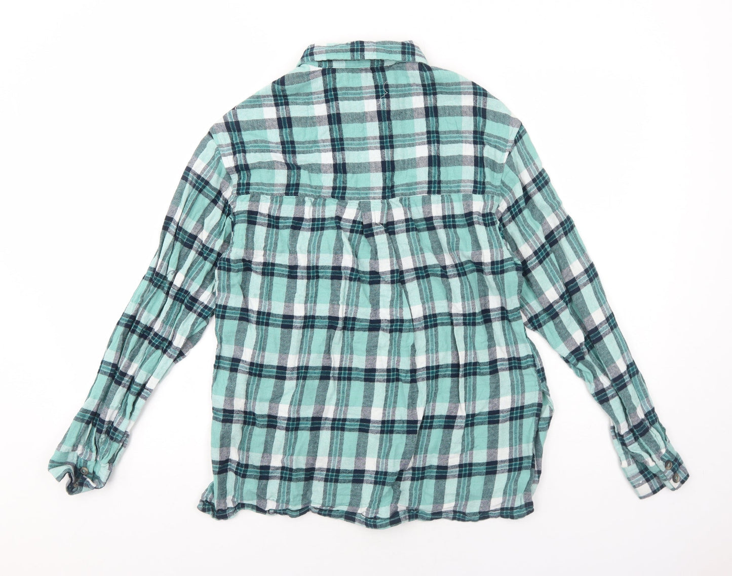 Brave Soul Womens Green Plaid Cotton Basic Button-Up Size M Collared