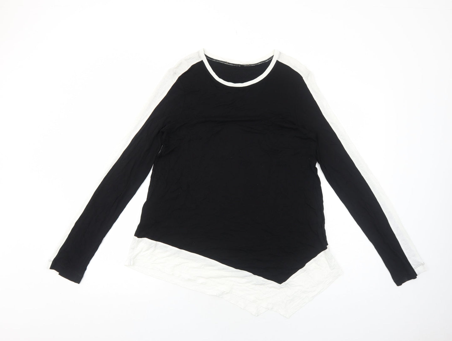 Preworn Womens Black Polyester Basic T-Shirt Size M Round Neck