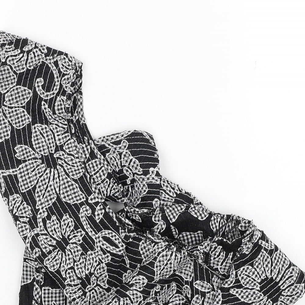 Zara Womens Beige Floral Polyester Basic Blouse Size S One Shoulder