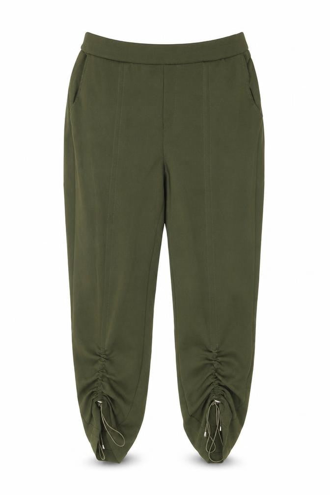 Kzell Womens Green Polyester Trousers Size M Regular Drawstring