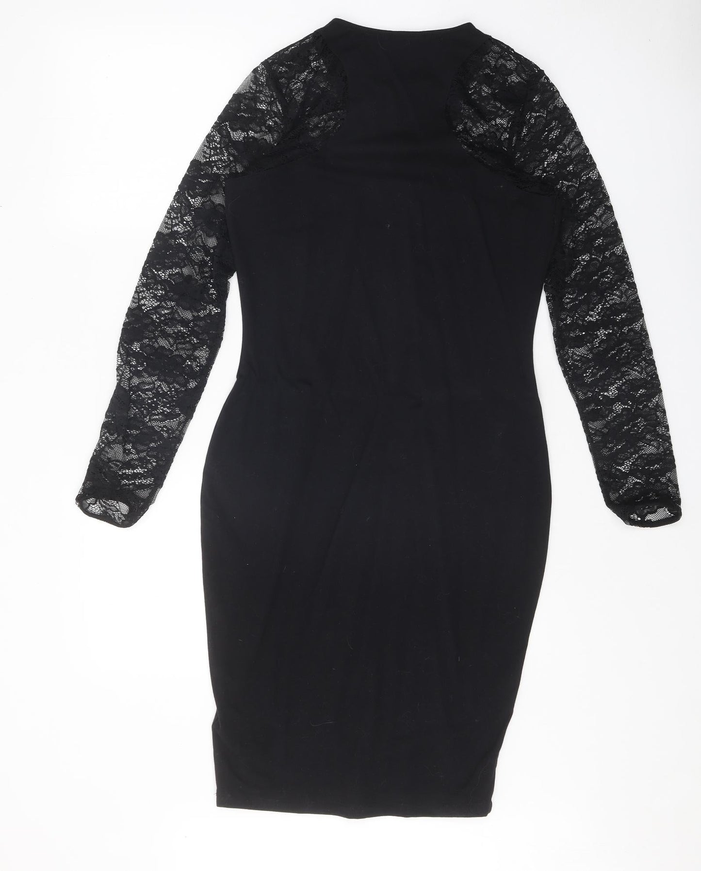 H&M Womens Black Cotton Bodycon Size M Round Neck Pullover