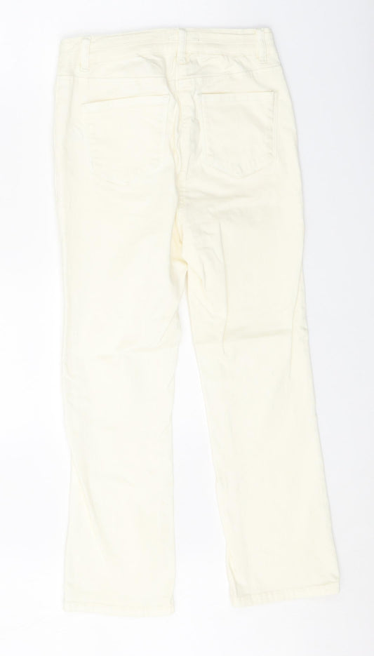 Papaya Womens Ivory Cotton Straight Jeans Size 10 Regular Zip