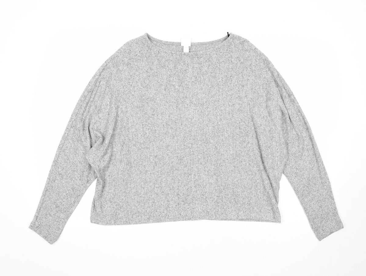 H&M Womens Grey Scoop Neck Viscose Pullover Jumper Size L
