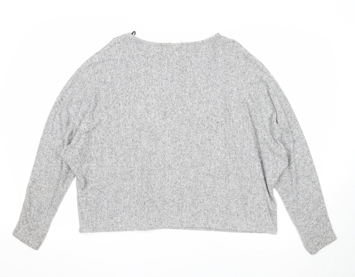 H&M Womens Grey Scoop Neck Viscose Pullover Jumper Size L