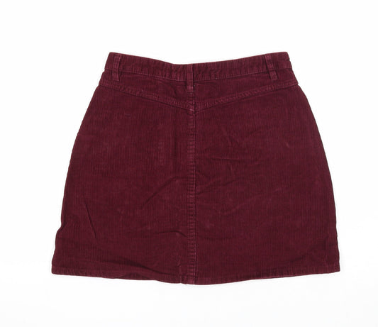 Denim & Co. Womens Purple Cotton A-Line Skirt Size 8 Zip