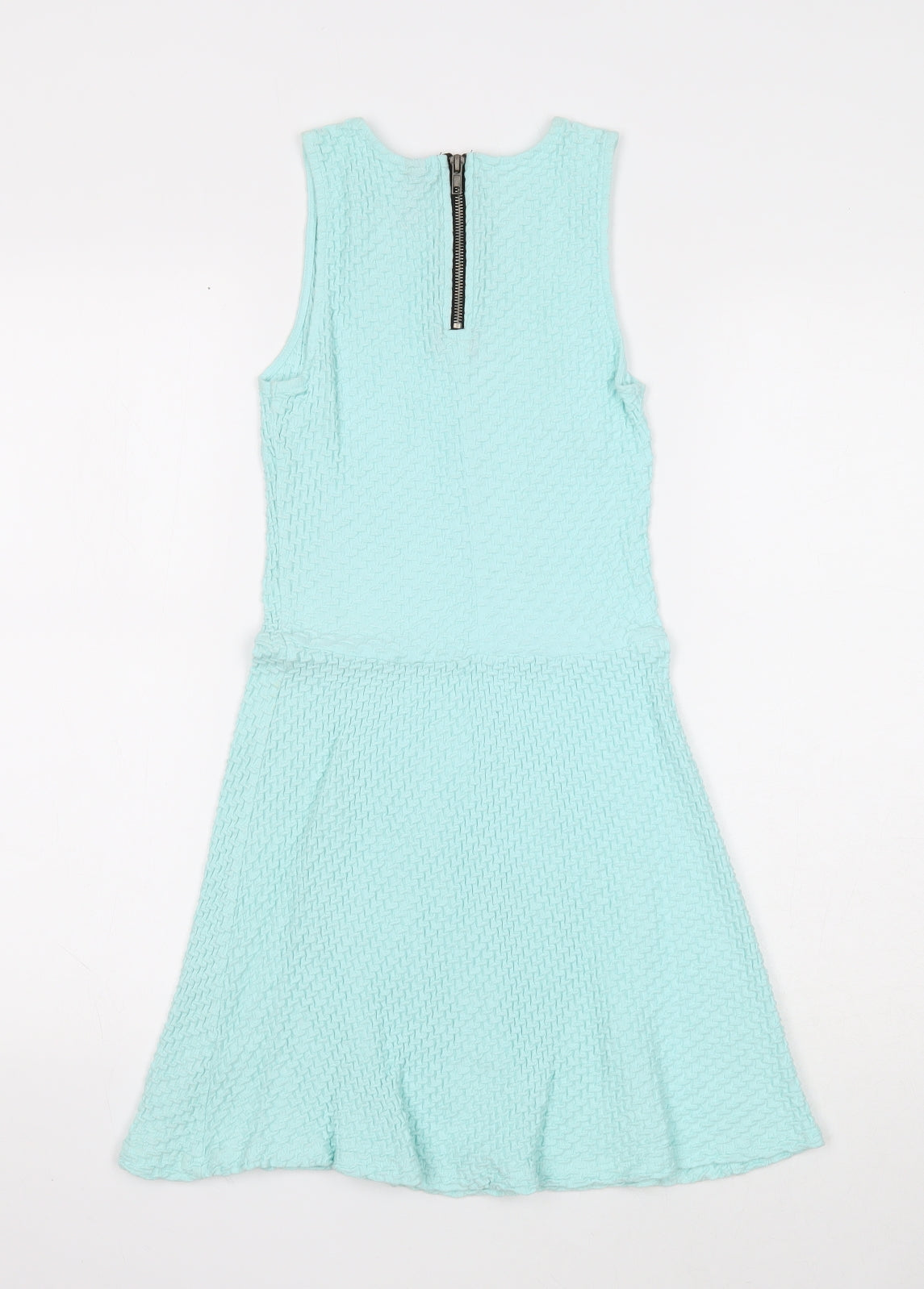 Divided Womens Blue Cotton A-Line Size 6 Scoop Neck Zip