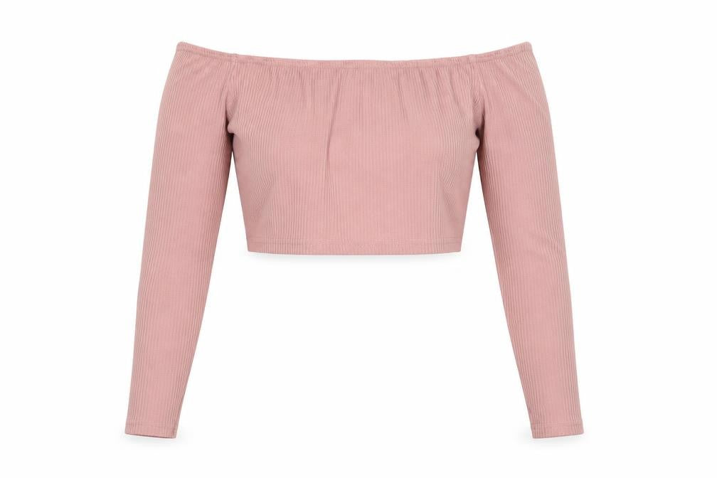 In the Style Womens Pink Viscose Cropped T-Shirt Size 8 Boat Neck