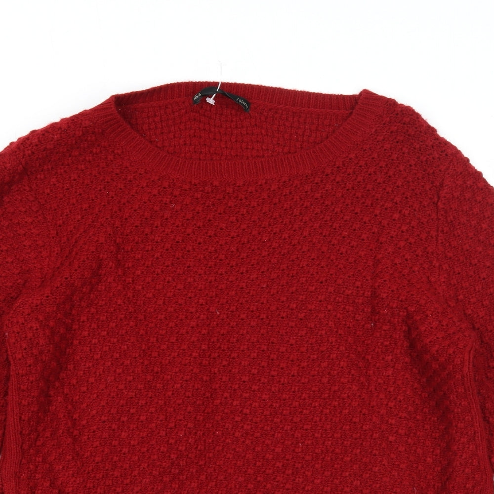 Sfera Womens Red Round Neck Acrylic Pullover Jumper Size L