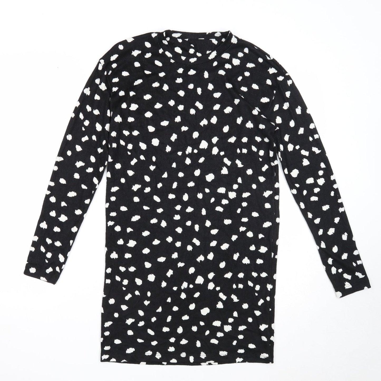 F&F Womens Black Geometric Polyester A-Line Size 6 Round Neck Pullover