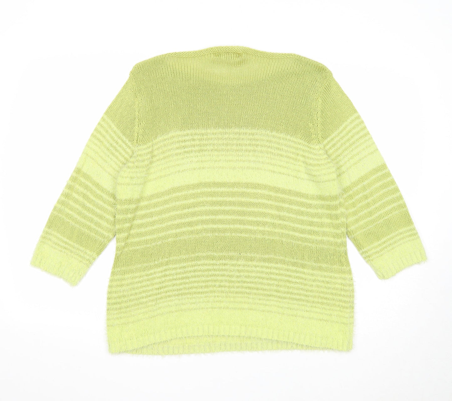 Per Una Womens Green Boat Neck Striped Acrylic Pullover Jumper Size L