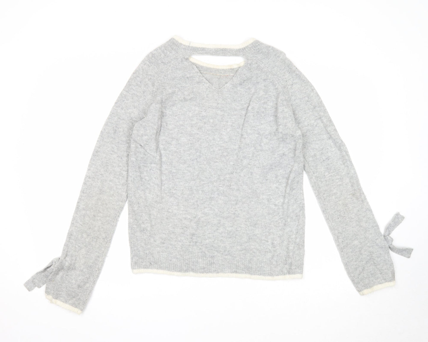 Dorothy Perkins Womens Grey Round Neck Acrylic Pullover Jumper Size 10