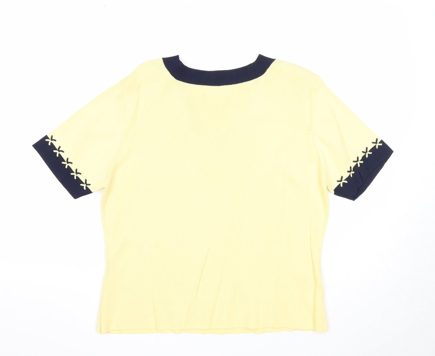 Roman Womens Yellow Viscose Basic T-Shirt Size M V-Neck
