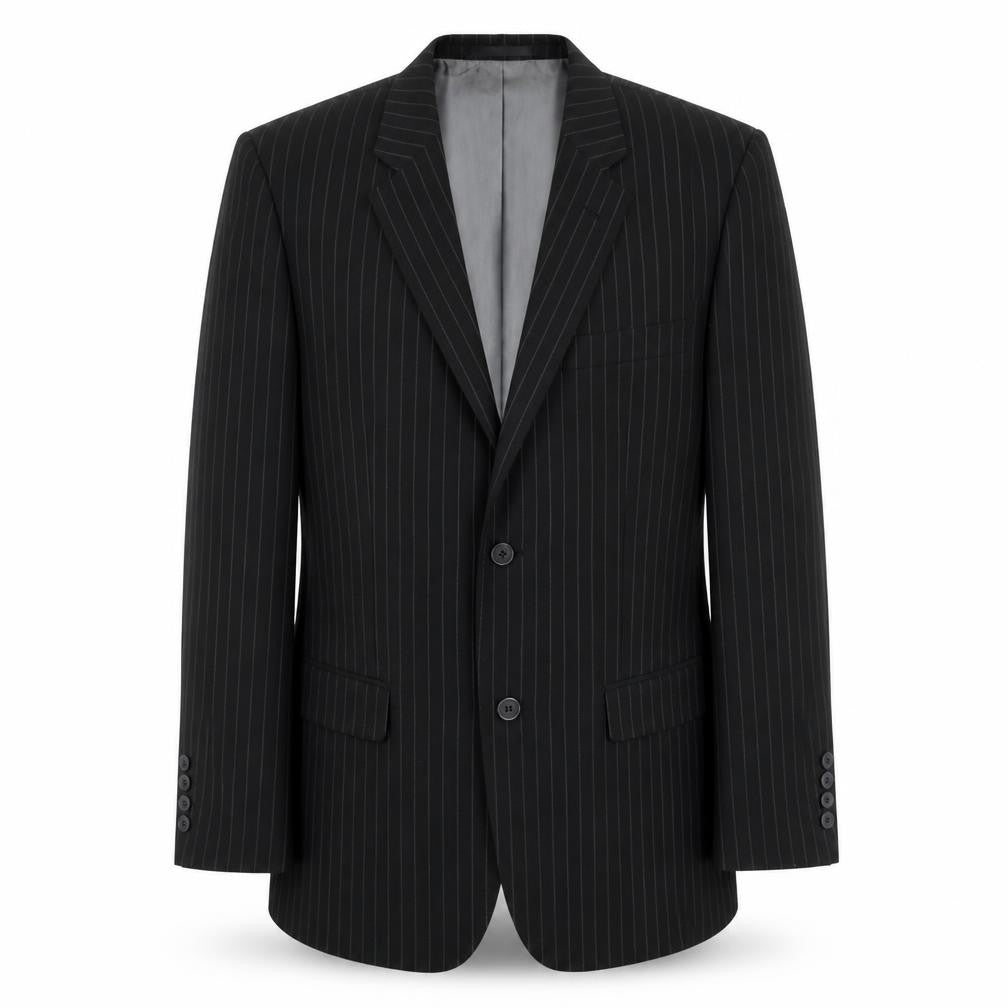 Avenue Mens Black Striped Viscose Jacket Blazer Size 38 Regular