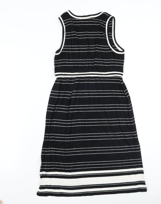 Max Studio Womens Black Striped Viscose Tank Dress Size S Scoop Neck Pullover