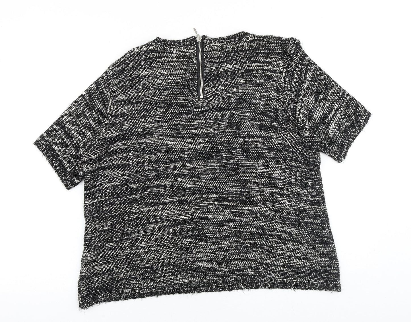 Warehouse Womens Black Scoop Neck Cotton Pullover Jumper Size 14