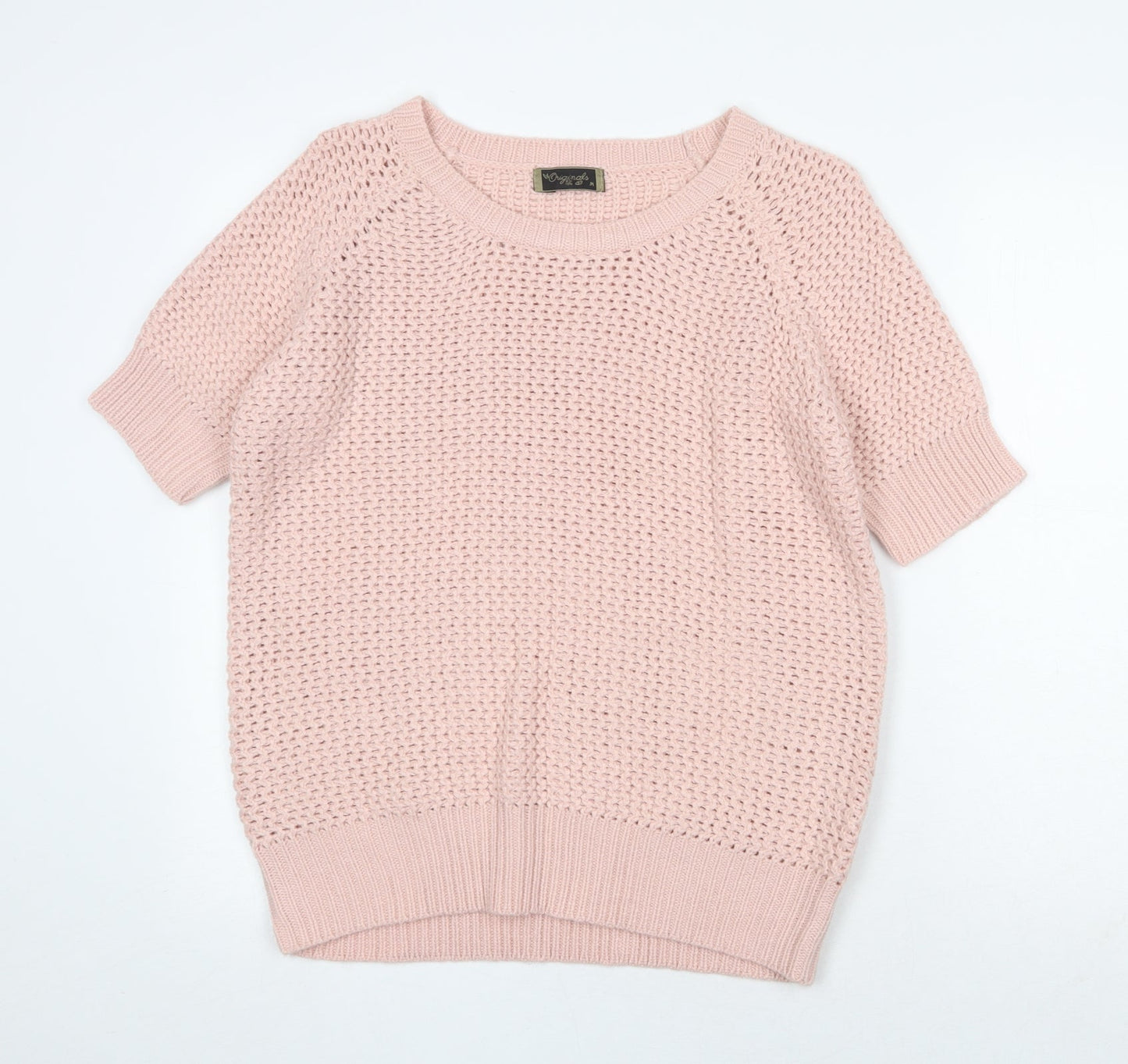Originals Womens Pink Scoop Neck Acrylic Pullover Jumper Size M