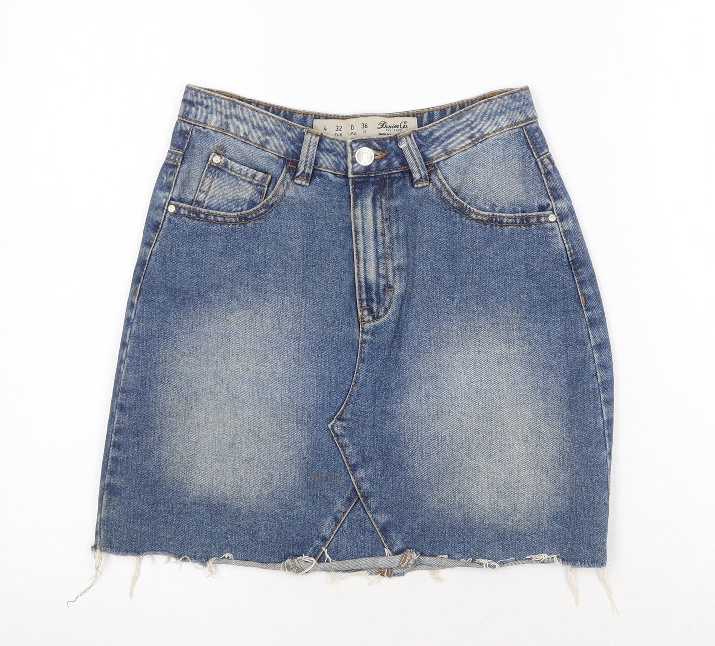 Denim & Co. Womens Blue Cotton A-Line Skirt Size 4XL Zip