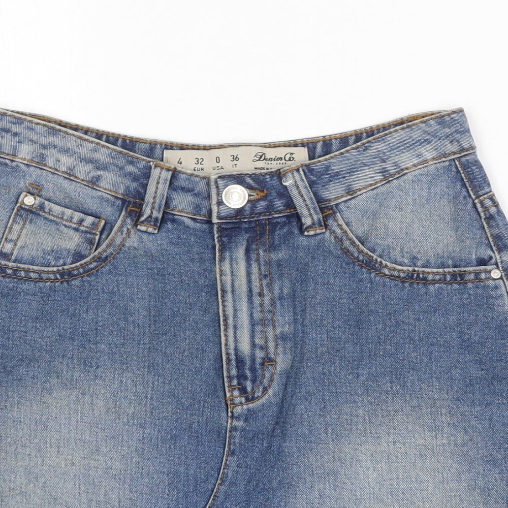 Denim & Co. Womens Blue Cotton A-Line Skirt Size 4XL Zip