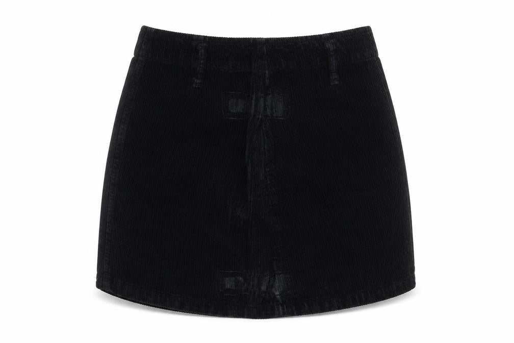 Denim & Co. Womens Black Cotton A-Line Skirt Size 8 Zip