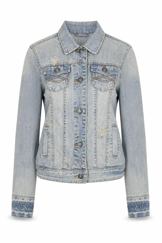 Denim & Co. Womens Blue Jacket Size 8 Button