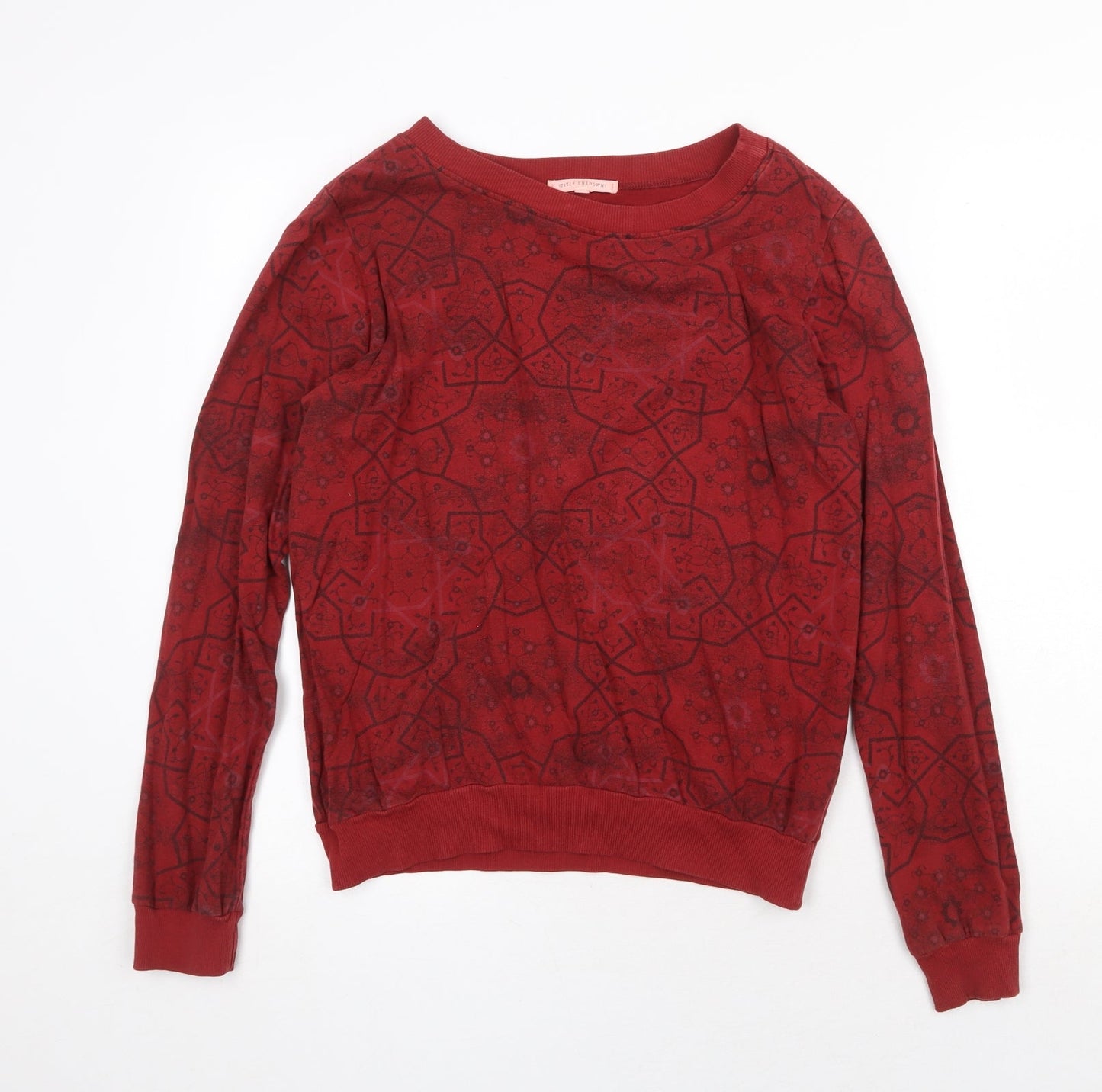 Little Unknown Womens Red Geometric Cotton Pullover Sweatshirt Size M Pullover