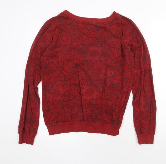 Little Unknown Womens Red Geometric Cotton Pullover Sweatshirt Size M Pullover