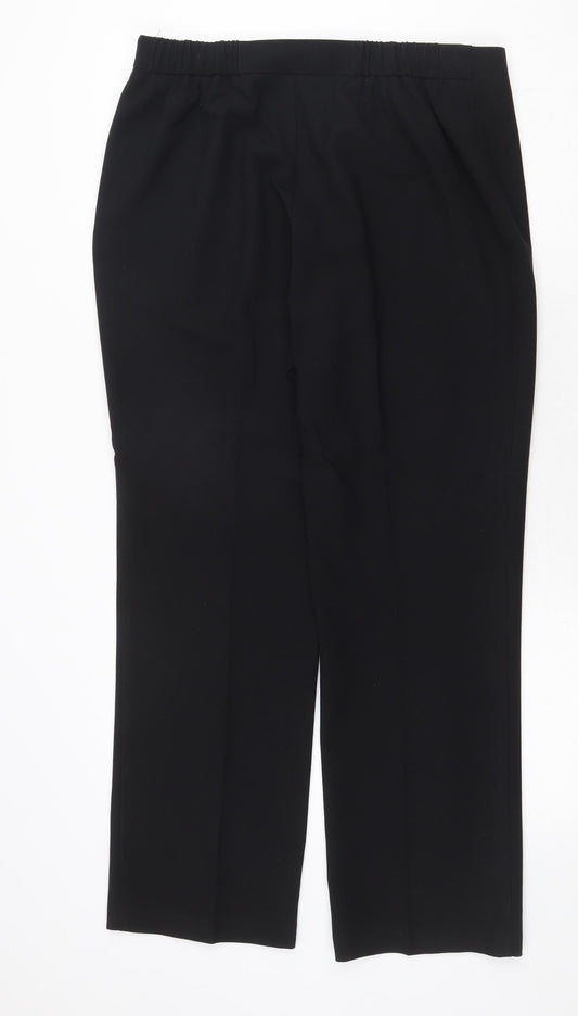 Marks and Spencer Womens Black Polyester Trousers Size 14 Regular Zip
