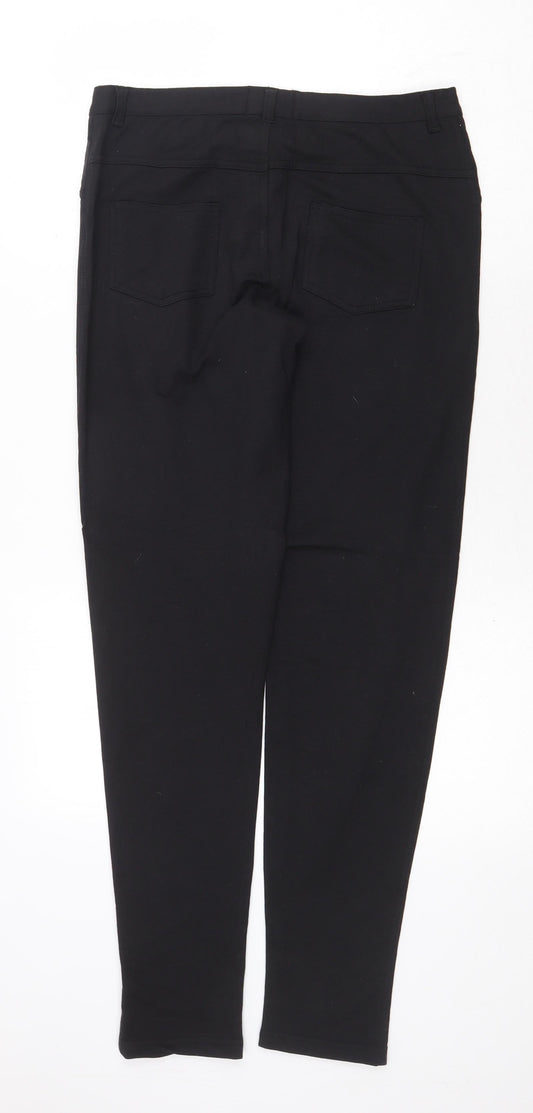 Dammed Delux Womens Black Cotton Trousers Size 12 Regular Zip