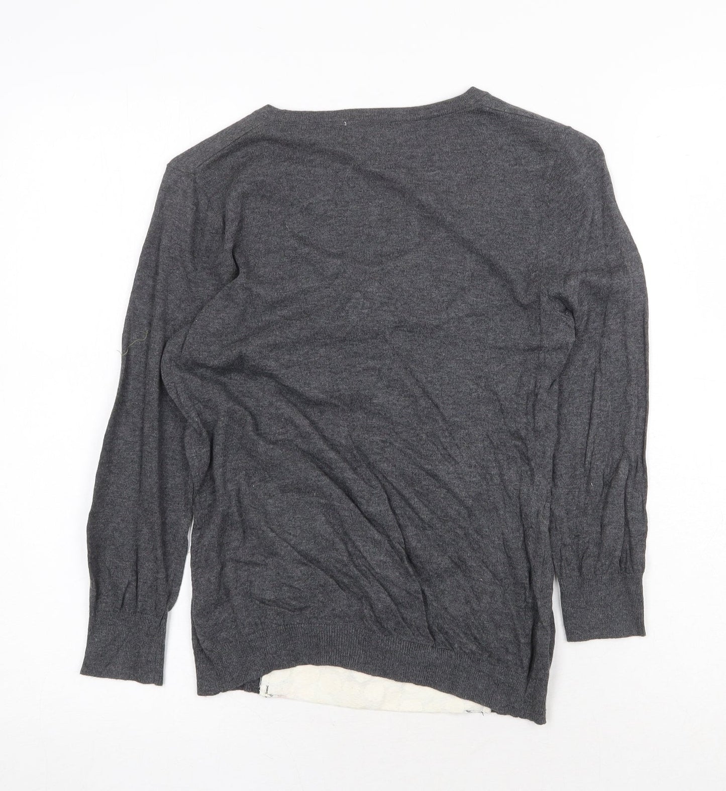 NEXT Womens Grey Scoop Neck Cotton Pullover Jumper Size 8