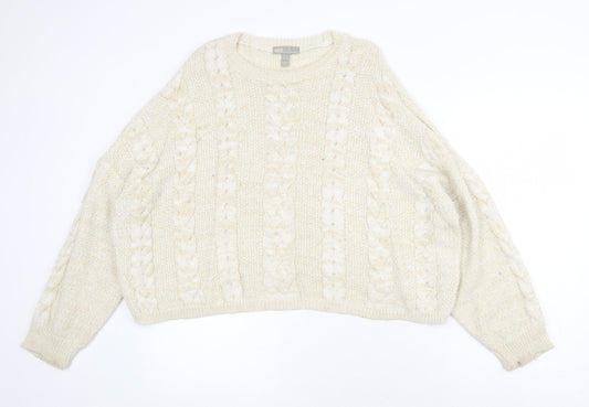 ASOS Womens Beige Round Neck Acrylic Pullover Jumper Size 8