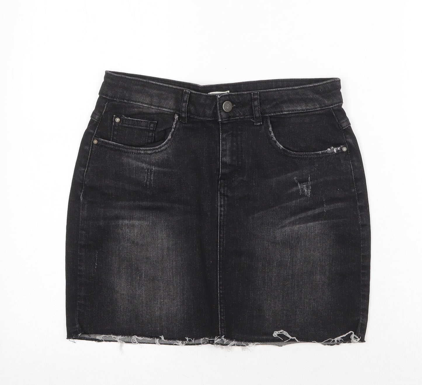 Pimkie Womens Grey Cotton Mini Skirt Size 28 in Zip