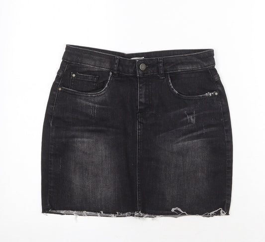 Pimkie Womens Grey Cotton Mini Skirt Size 28 in Zip